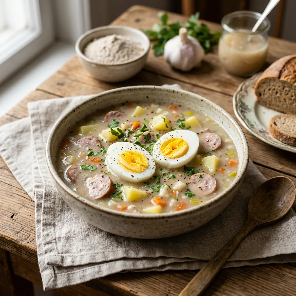 Polish Ryemeal Soup With Sausage (Żurek)