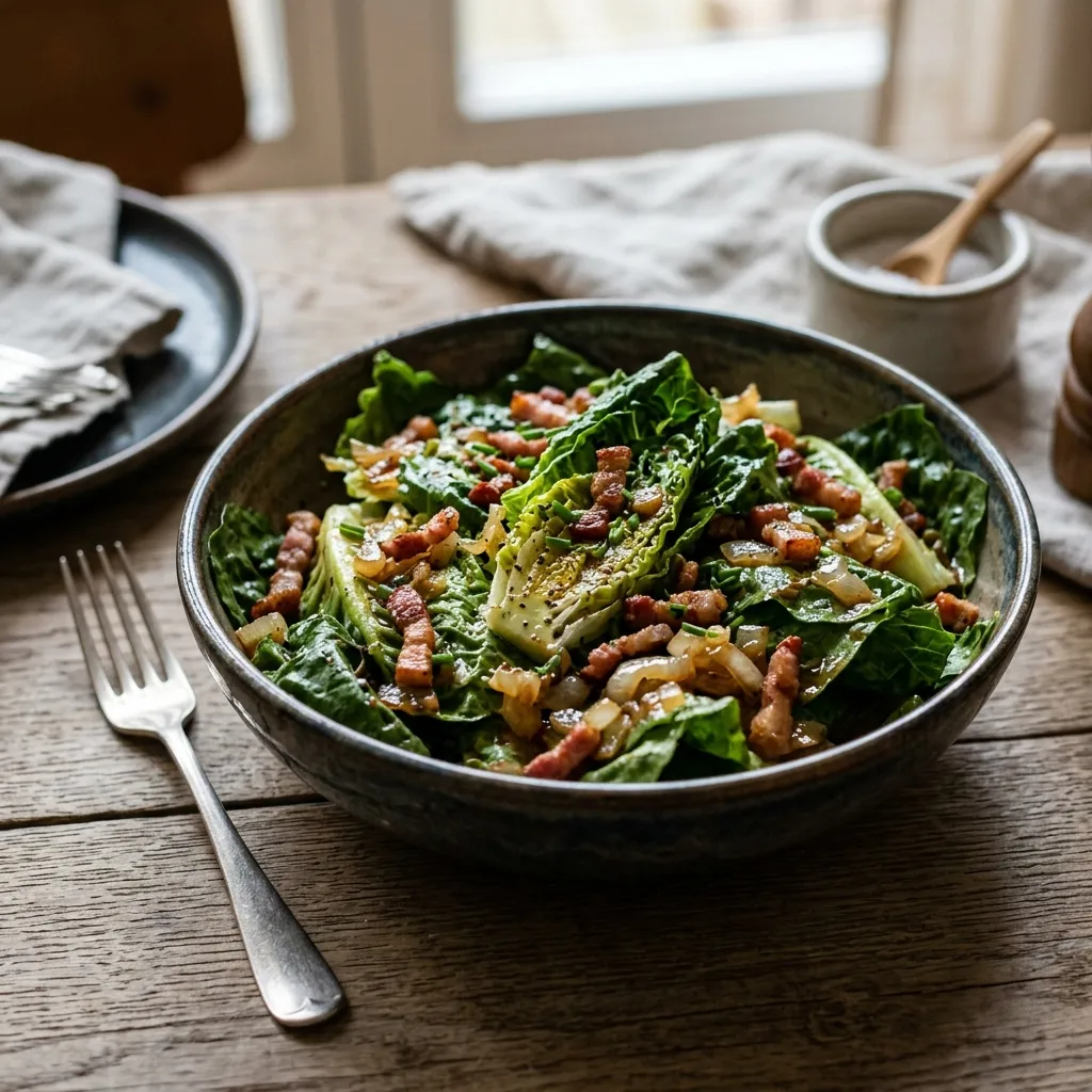 Polish Wilted Lettuce Salad (Salata z Boczkiem)