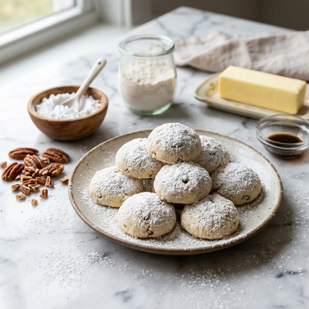 Finished Polvorones: Mexican Wedding Cookies dish