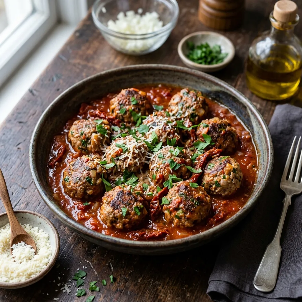 Pork and Onion Meatballs With Tomato Sauce
