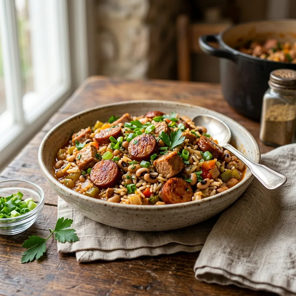 Pork and Sausage Jambalaya With Black-Eyed Peas