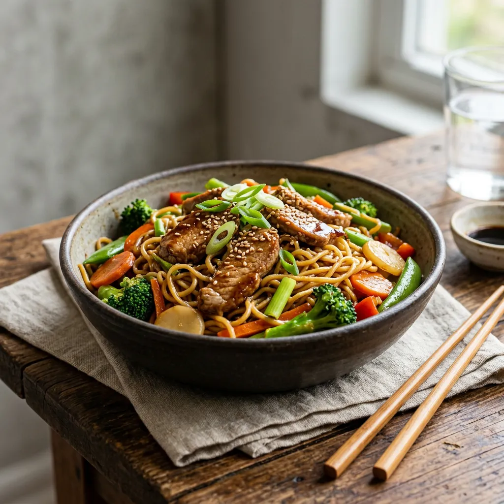 Pork Lo Mein With Ramen Noodles