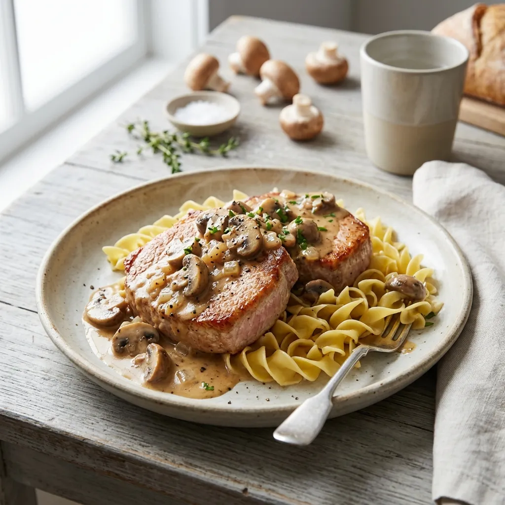 Pork Loin Steaks With Mushroom Stroganoff Sauce