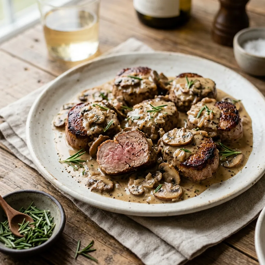 Pork Tenderloin Medallions With Dijon Mushroom Sauce
