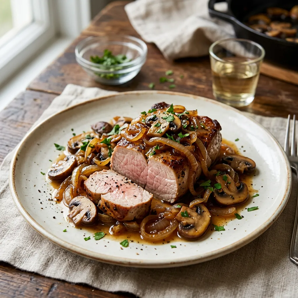Pork Tenderloin With Mushrooms and Onions