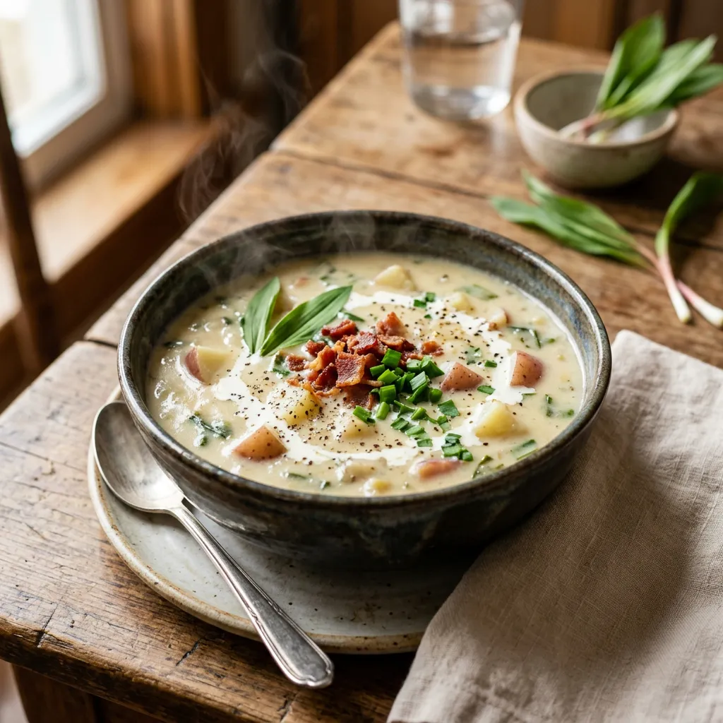 Potato and Wild Leek (Ramps) Soup