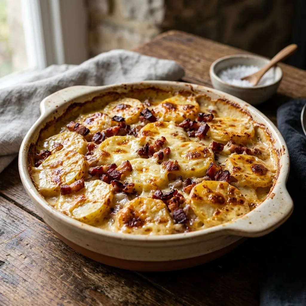 Potato Gratin With Cheese and Bacon
