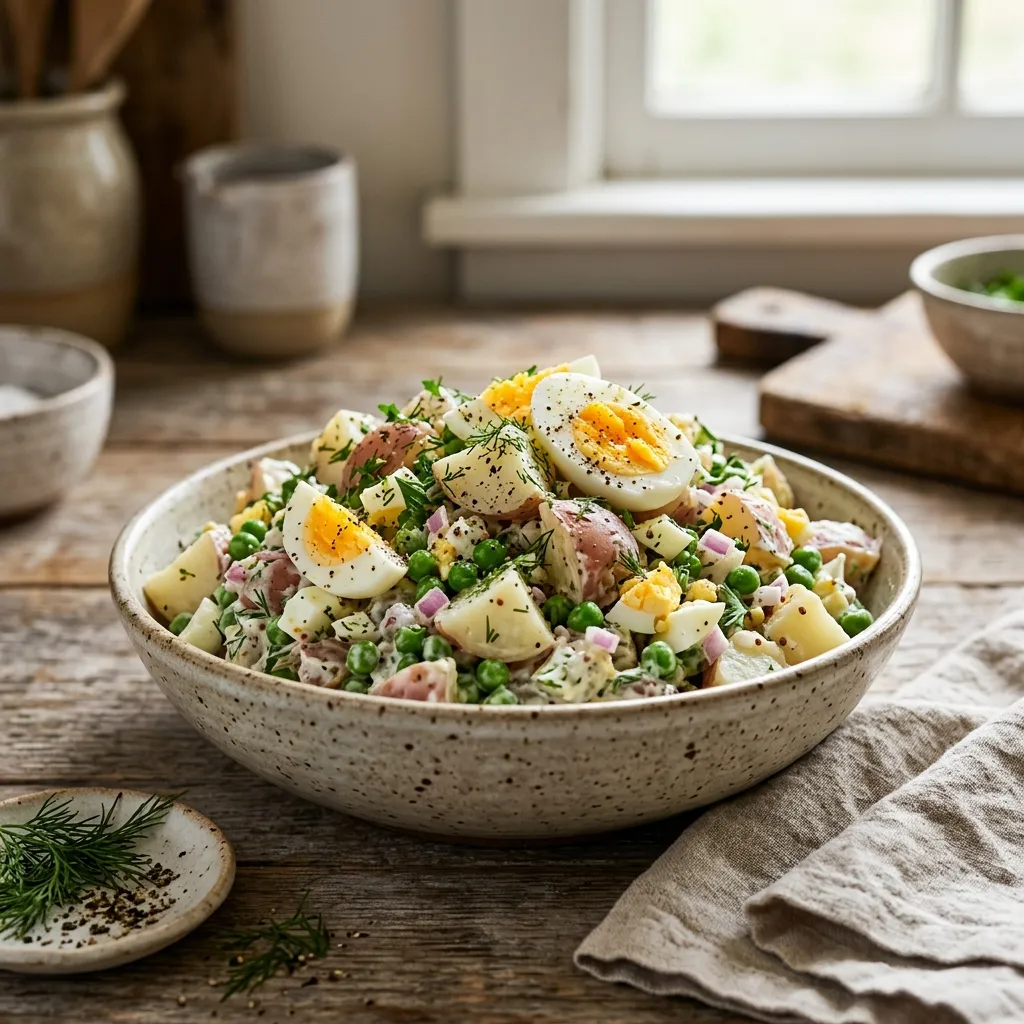 Potato Salad With Eggs and Peas