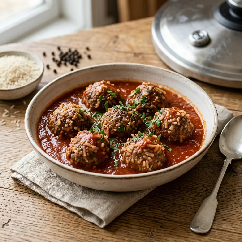 Pressure Cooker Porcupine Meatballs