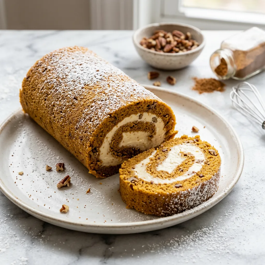 Pumpkin Cake Roll With Cream Cheese Filling
