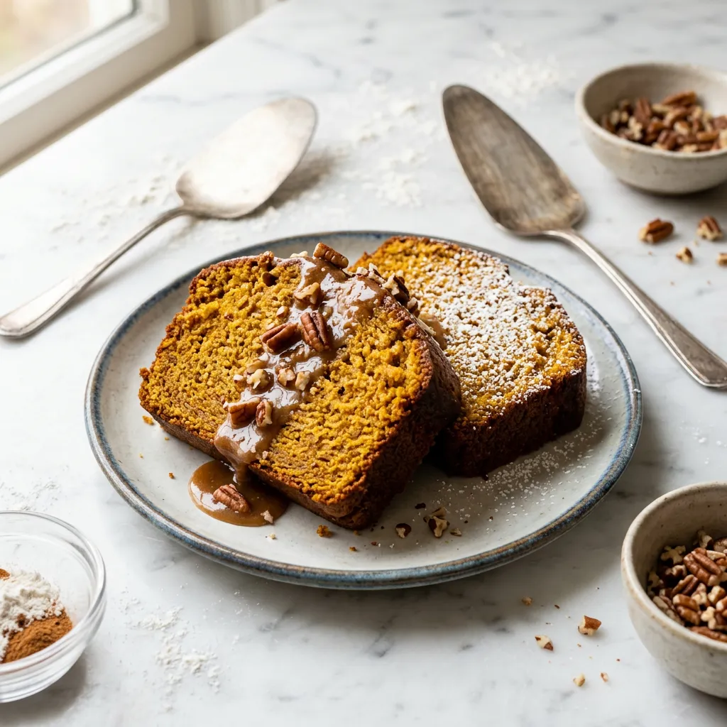 Pumpkin Pound Cake With Maple Pecan Glaze