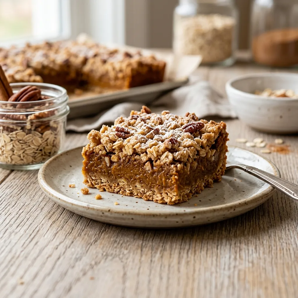 Pumpkin Squares With Oat Crust and Crumb Topping