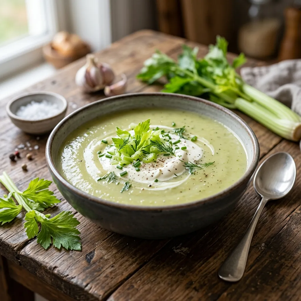 Puréed Cream of Celery Soup
