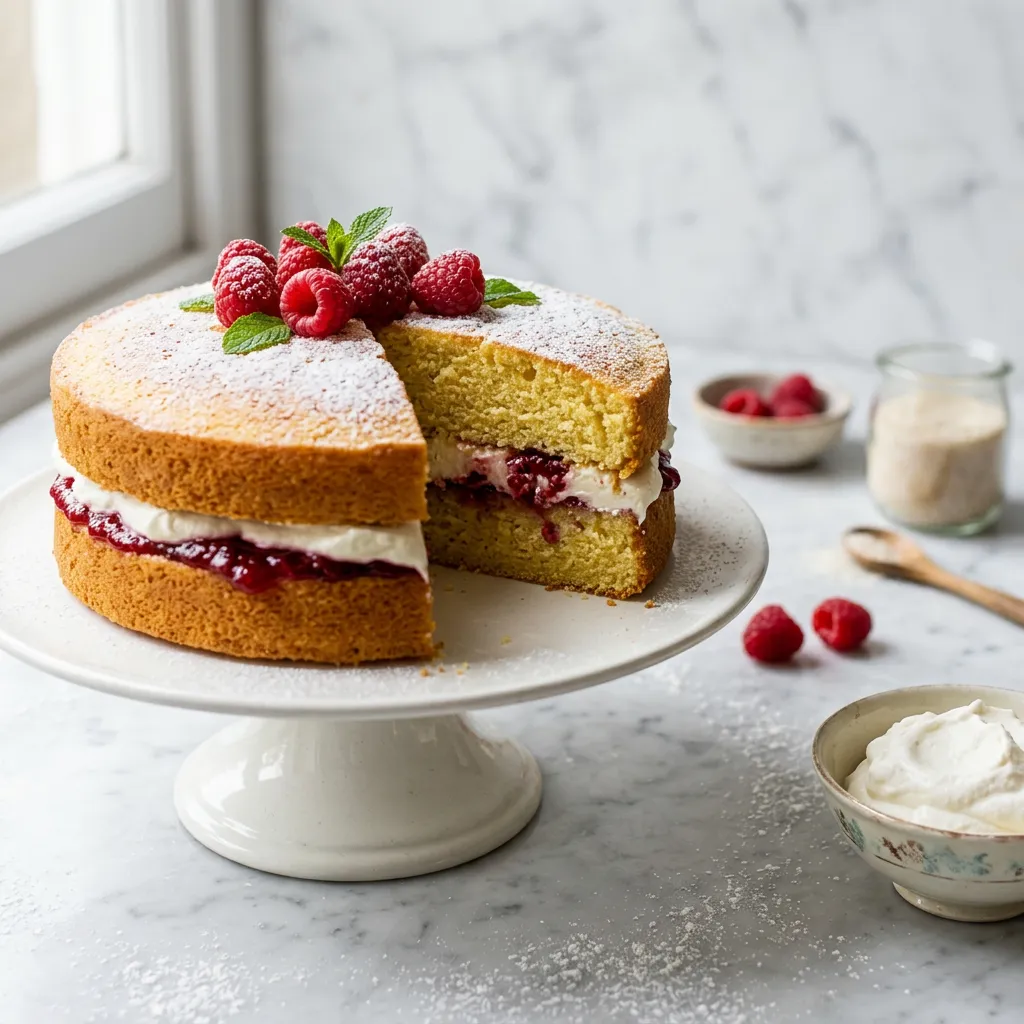 Queen Cake With Whipped Cream and Jam Filling