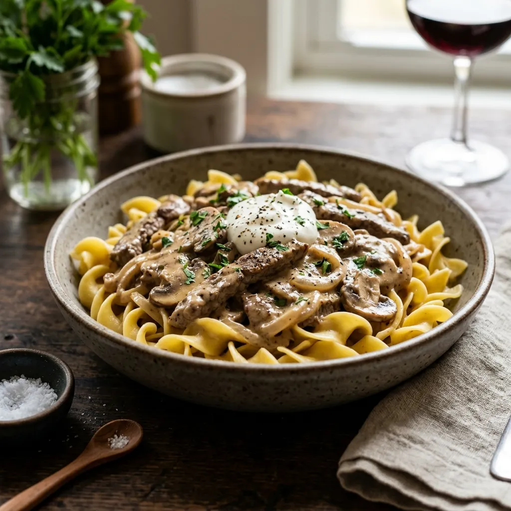 Quick and Easy Beef Stroganoff With Noodles
