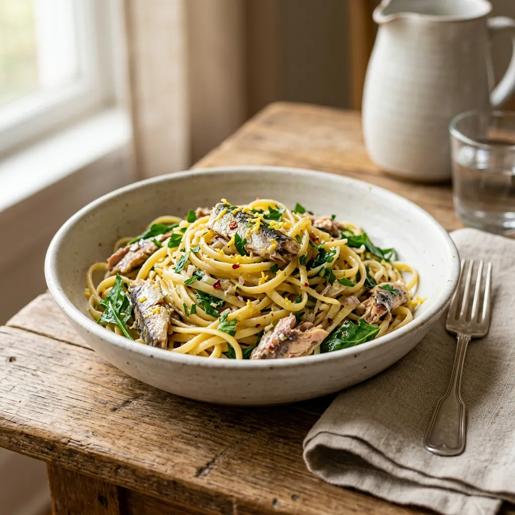 Quick and Easy Lemon Sardine Pasta Recipe