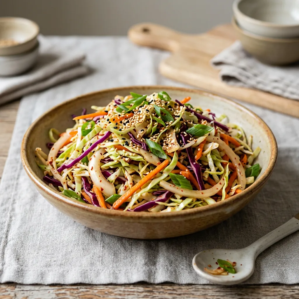Quick and Easy Spicy Korean Coleslaw