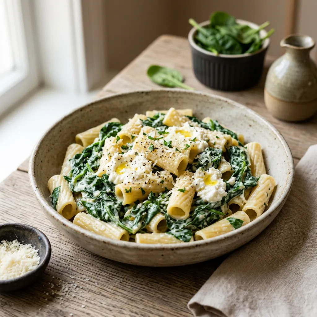 Quick and Easy Vegetarian Pasta With Spinach and Ricotta Cheese
