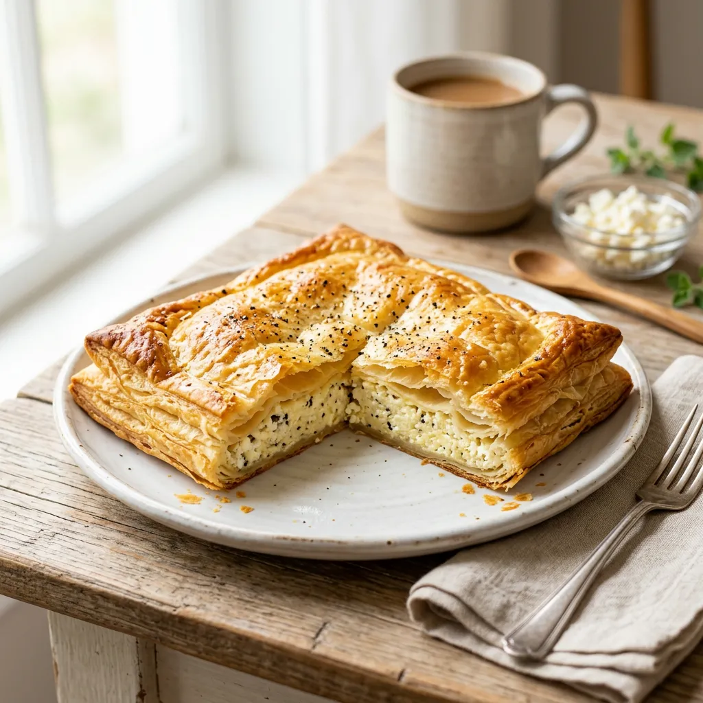 Quick Cheese Pie With Puff Pastry Greek Recipe