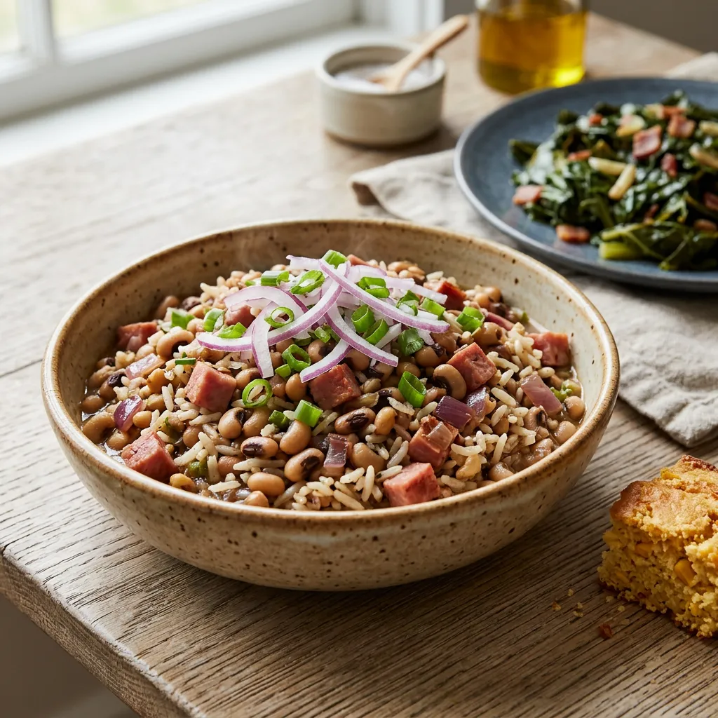 Finished Quick Hoppin' John (Black Eyed Peas With Ham) dish