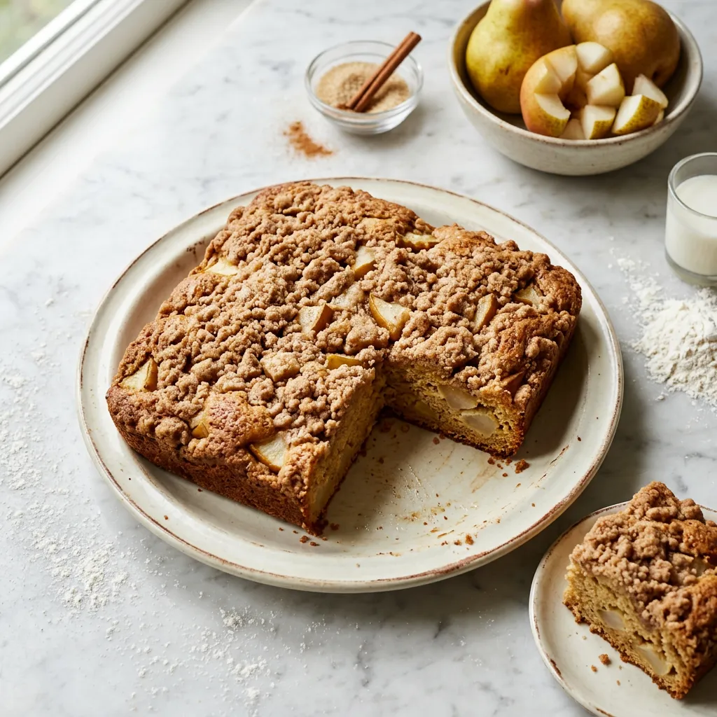 Quick Pear Streusel Coffee Cake