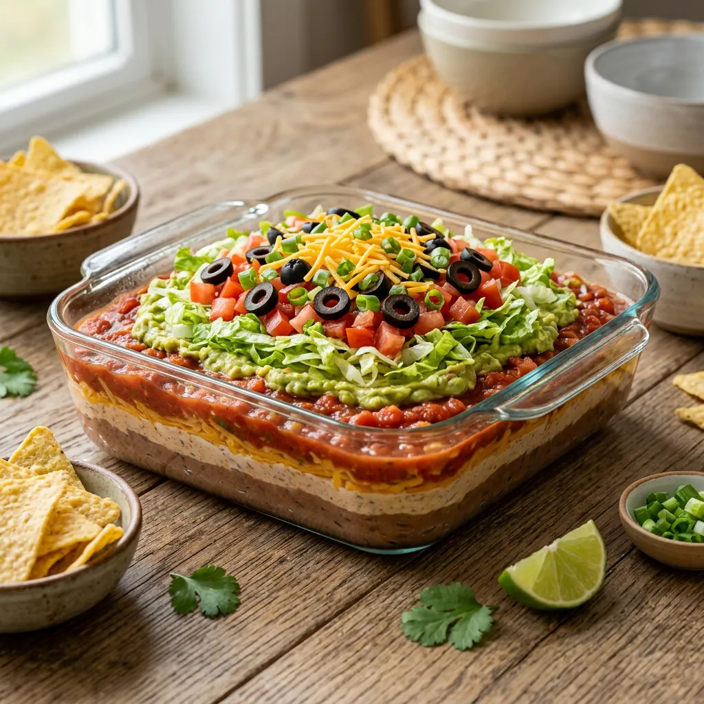 Quick Vegetarian 7-Layer Dip for a Party (With Variations)