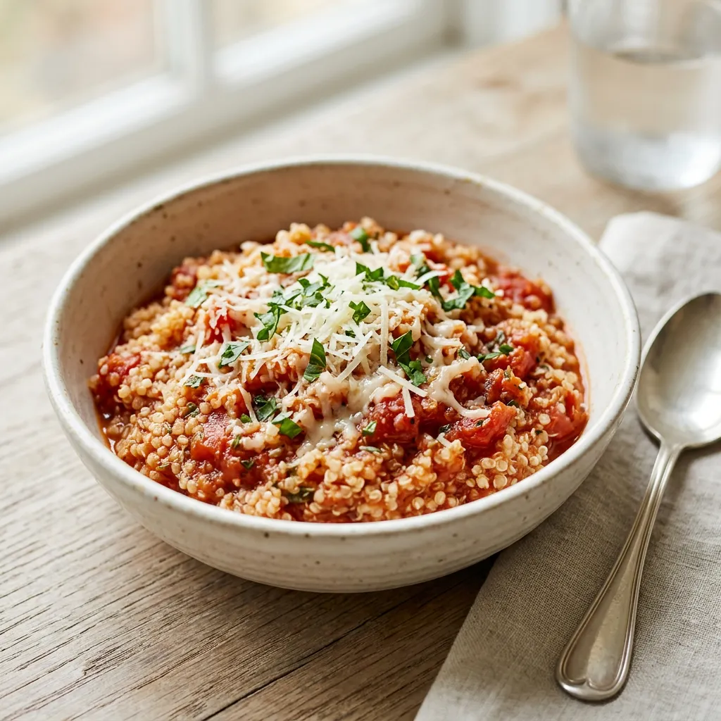 Quinoa With Pasta Sauce and Cheese