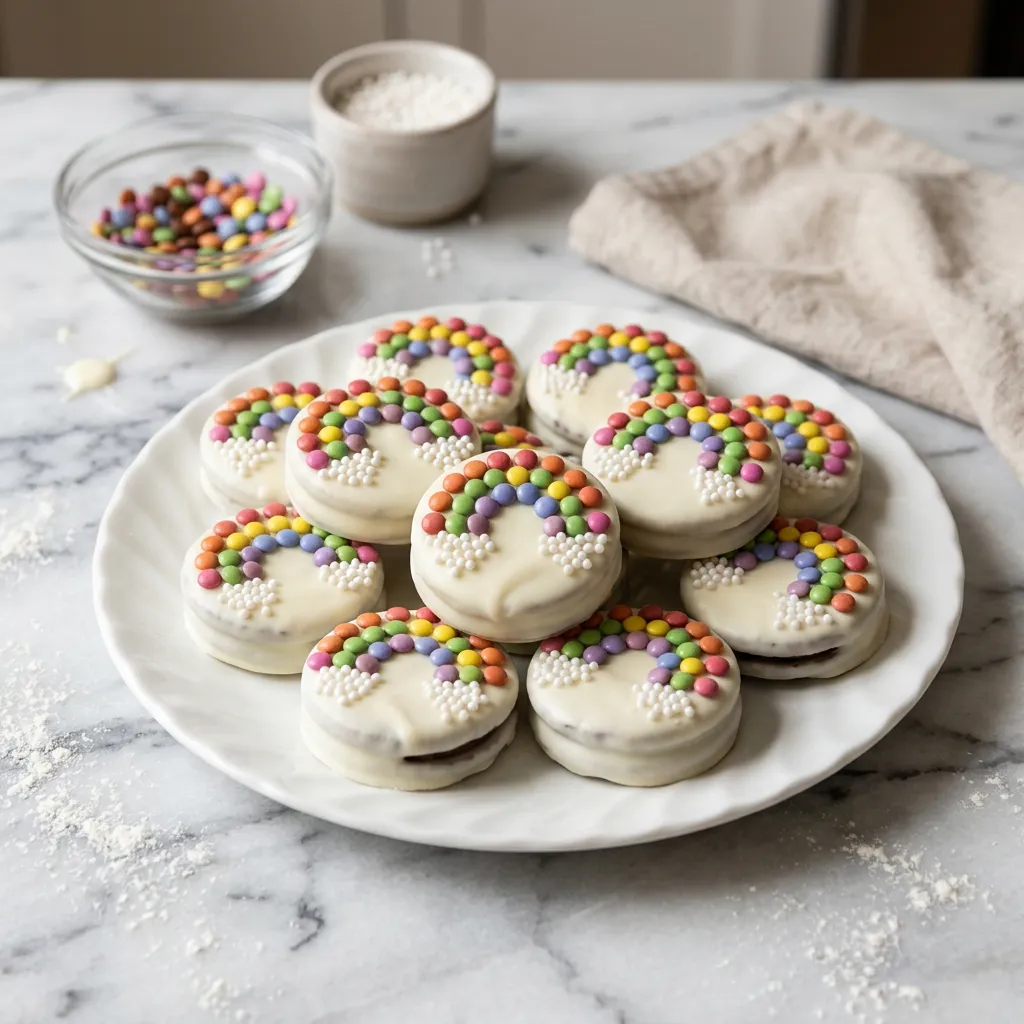 Rainbow Chocolate-Covered Cookies