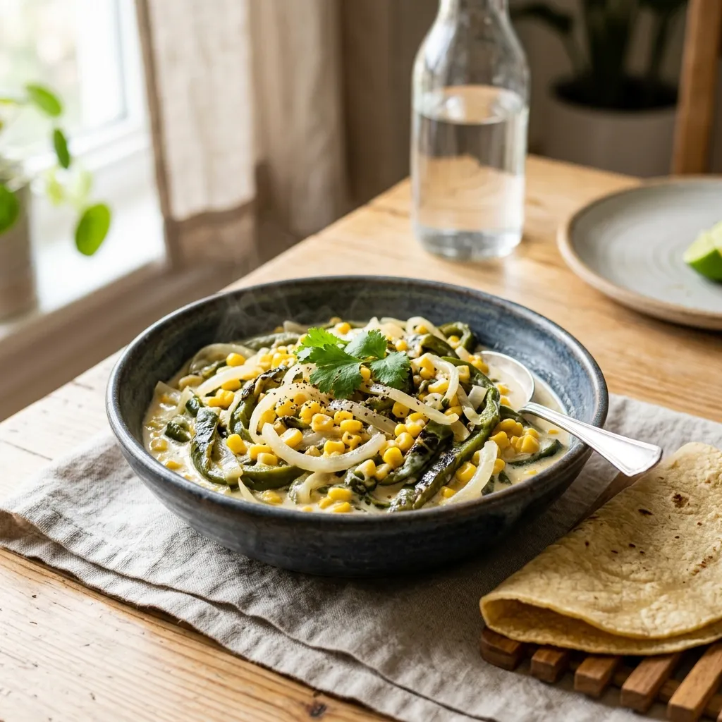 Rajas de Poblano With Onion, Cream, and Corn