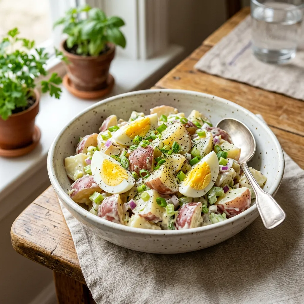 Red Potato Salad With Mayonnaise and Sour Cream Dressing
