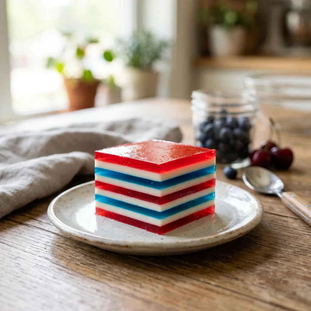 Red, White, and Blue Jello Squares