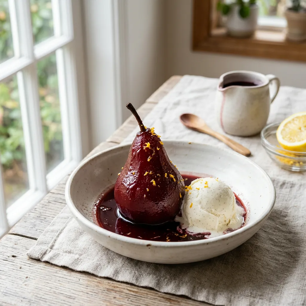 Red Wine–Poached Pears