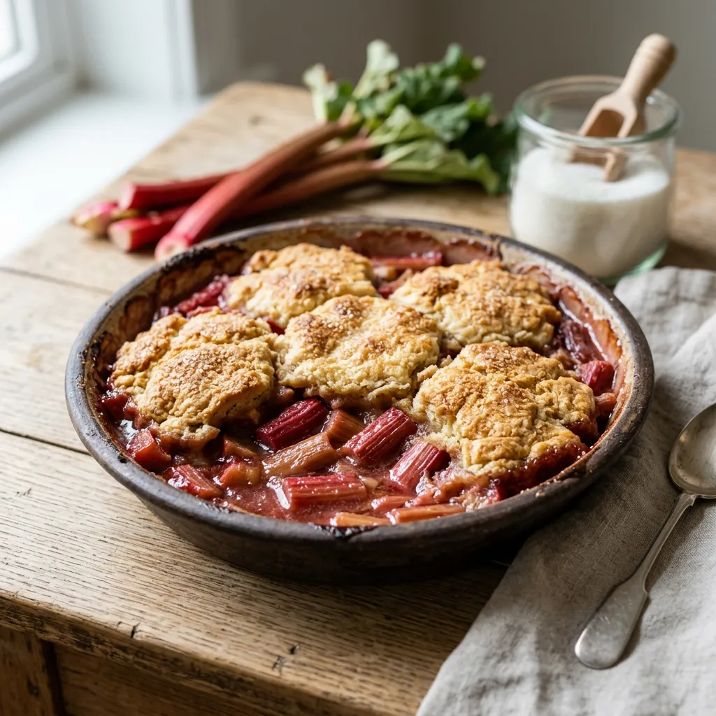 Rhubarb Cobbler With Biscuit Topping