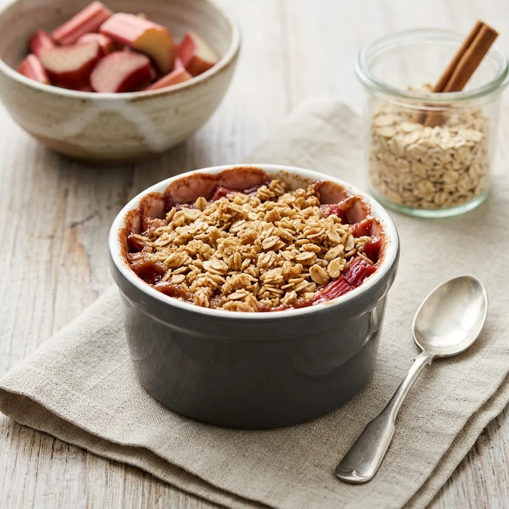Rhubarb Crisp With Crunchy Oat Crust and Topping