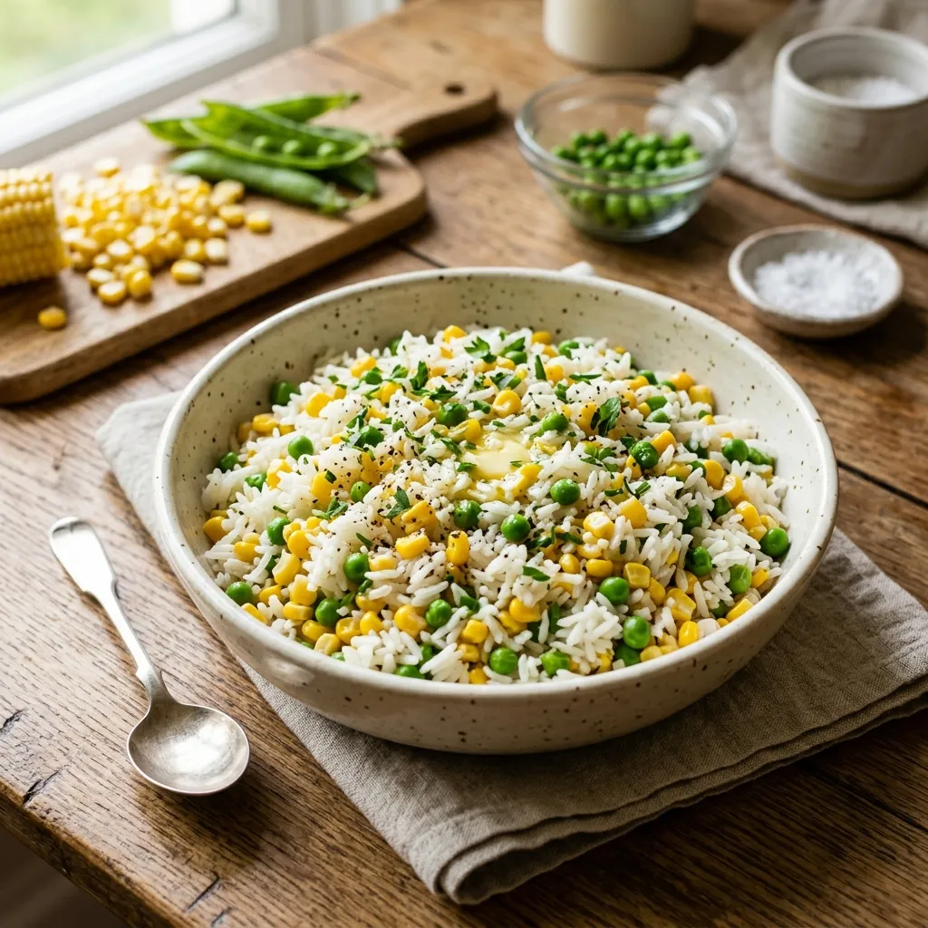 Rice With Corn and Peas