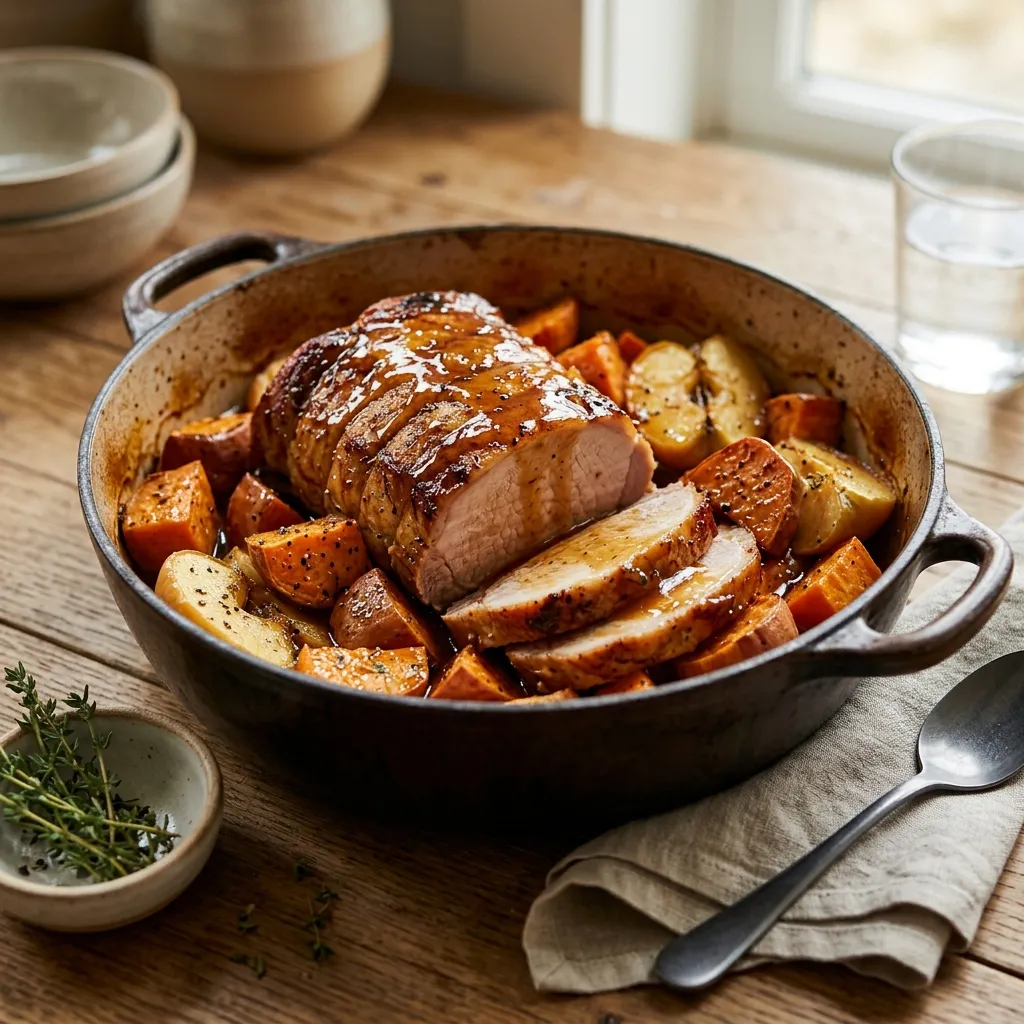 Roast Pork Loin With Sweet Potatoes and Apples