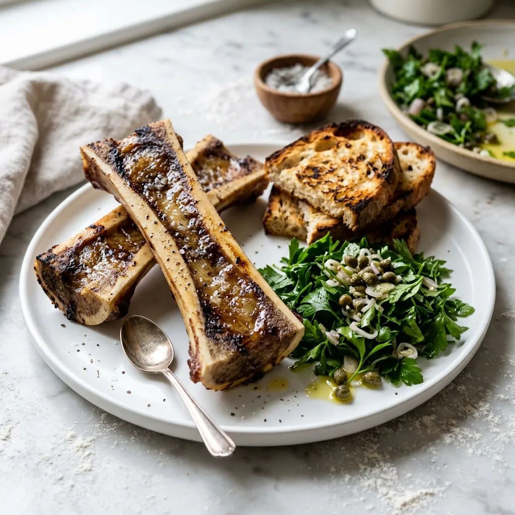 Roasted Bone Marrow With Parsley Salad