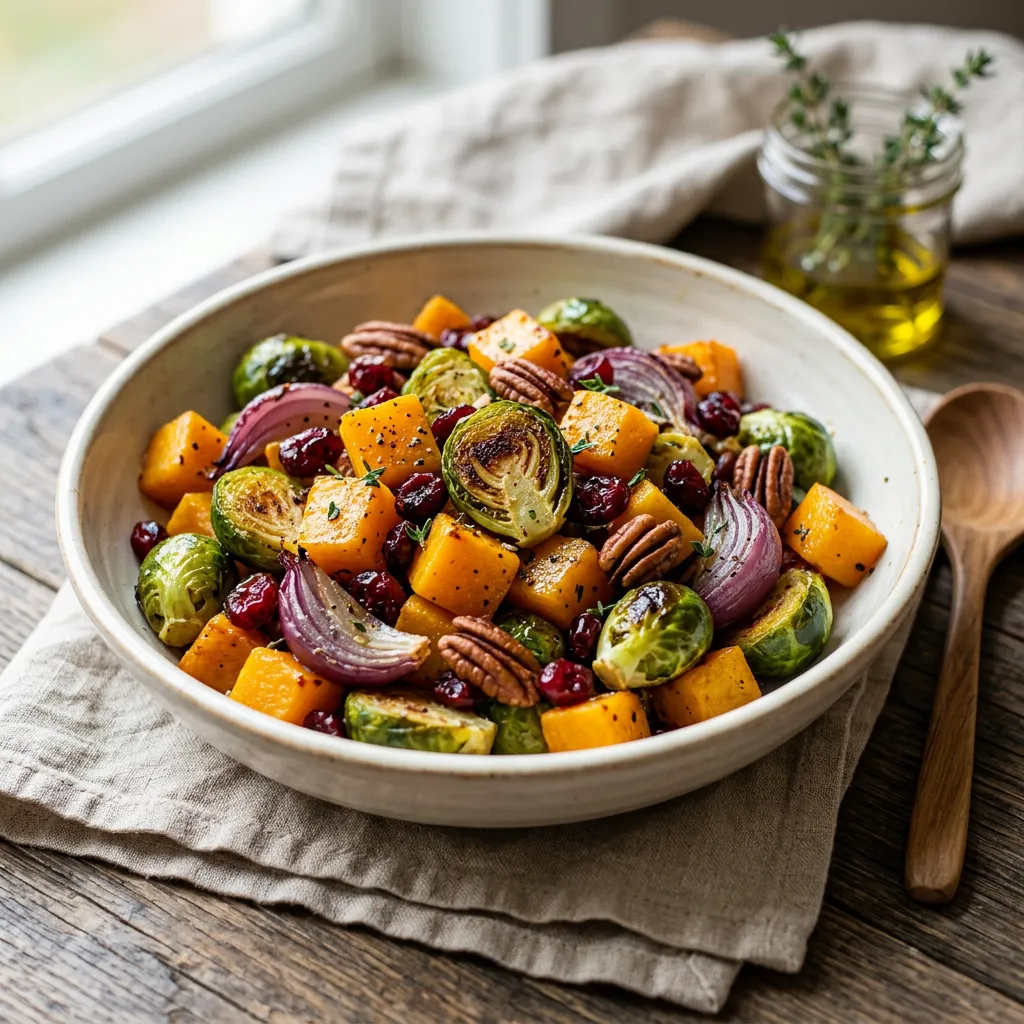 Roasted Brussels Sprouts, Butternut Squash, and Cranberries Recipe