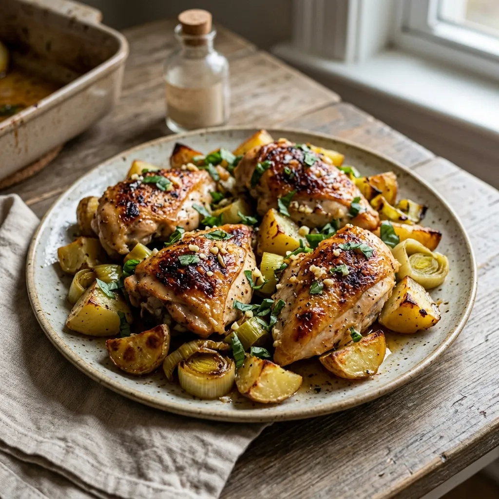 Roasted Chicken Breasts With Potatoes and Leeks