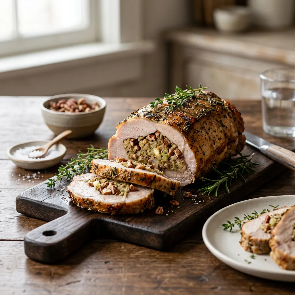 Finished Roasted Pork Loin With Stuffing dish