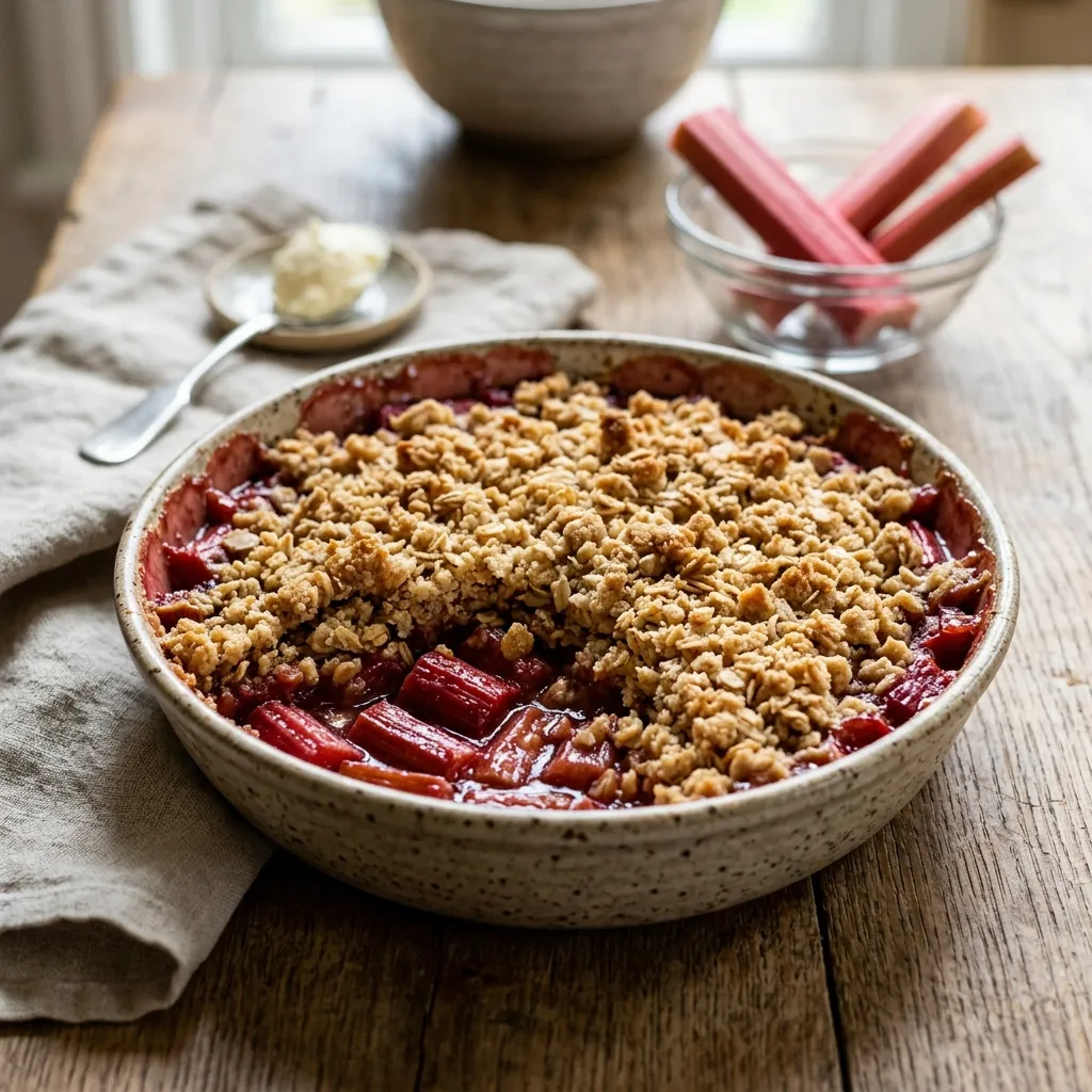 Roasted Rhubarb and Vanilla Crumble