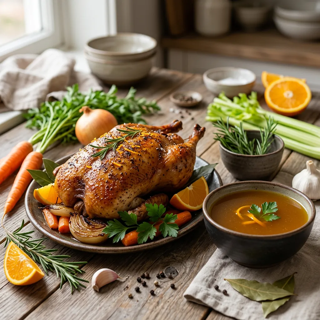 Finished Roasted Whole Duck dish