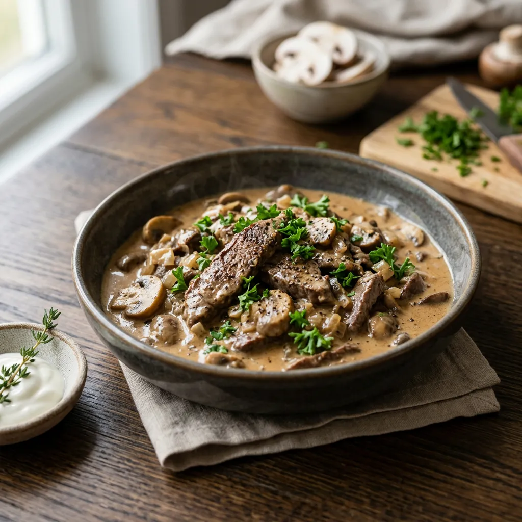 Russian Beef Stroganoff (Bef Stroganov)