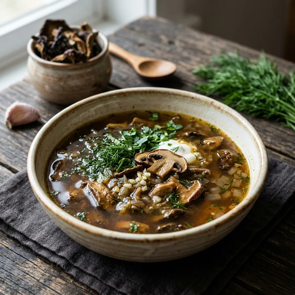 Russian Dried Mushroom Soup