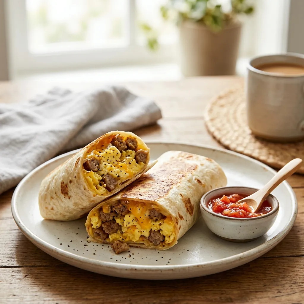 Sausage Egg and Cheese Breakfast Burritos
