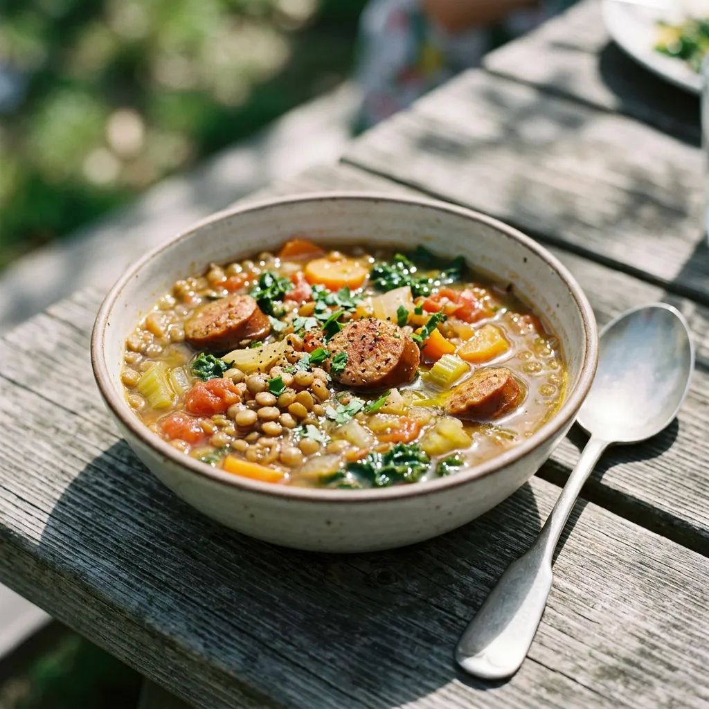 Sausage-Tomato Slow Cooker Lentil Soup Recipe