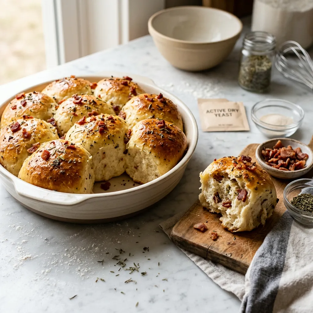 Savory Herb and Bacon Yeast Rolls