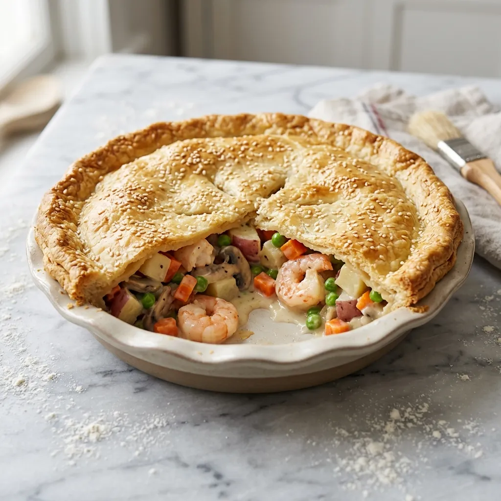 Savory Shrimp Pie With Vegetables