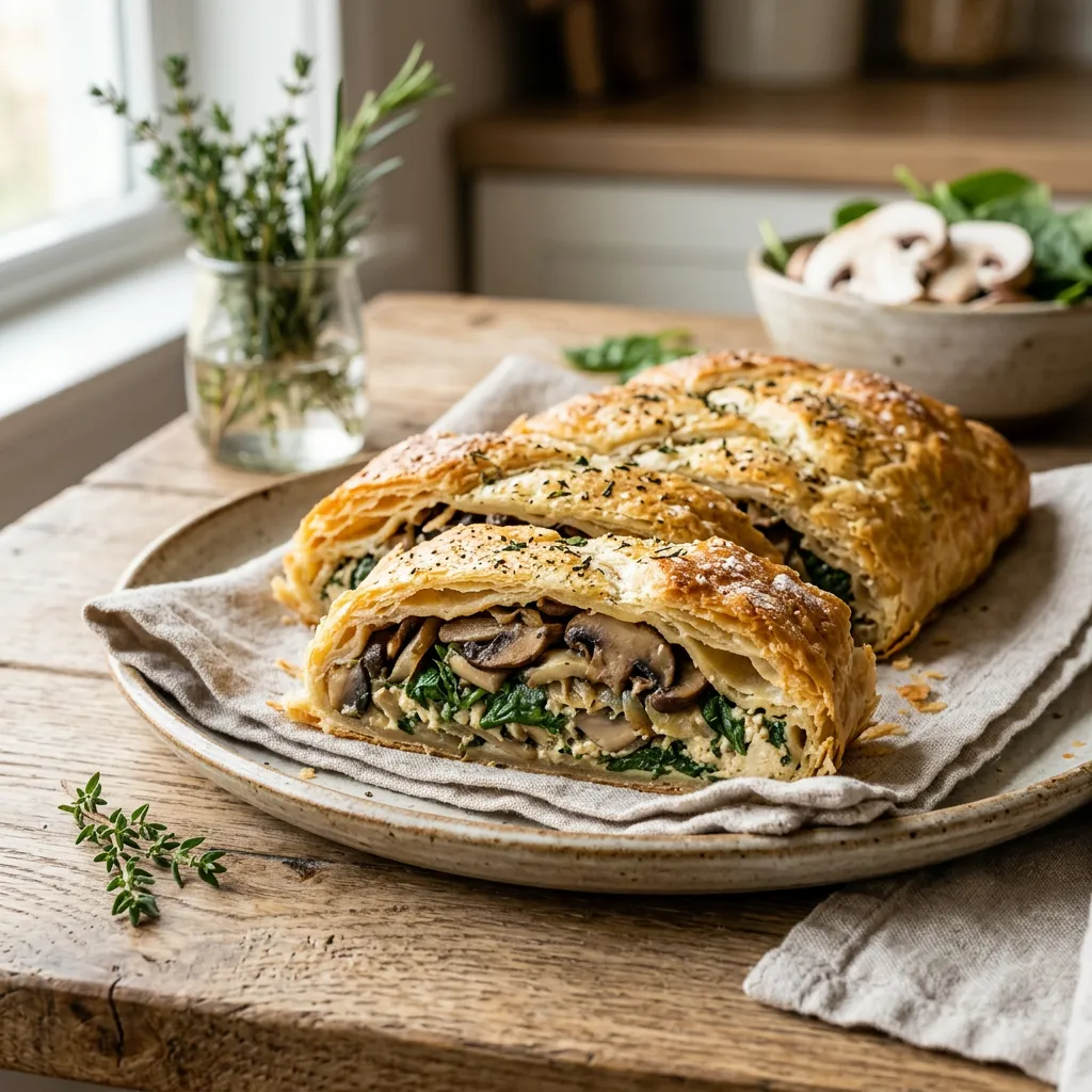 Savory Spinach and Mushroom Strudel Recipe