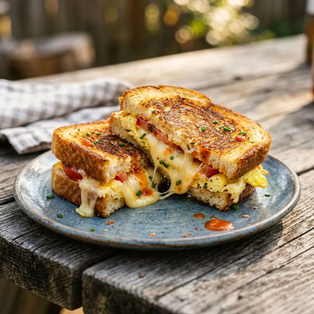 Scrambled Egg + Tomato Grilled Cheese